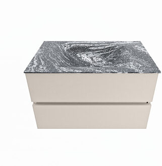 Mondiaz VICA-DLUX 80cm badmeubel onderkast Linen 2 lades. Inbouw wastafel CLOUD midden 1 kraangat, kleur Lava.