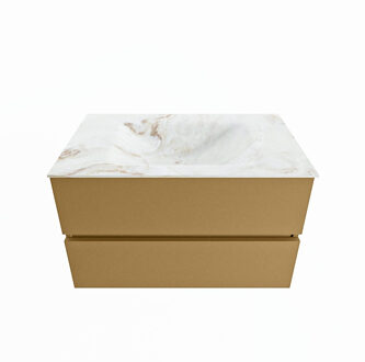 Mondiaz VICA-DLUX 80cm badmeubel onderkast Oro 2 lades. Inbouw wastafel CLOUD midden zonder kraangat, kleur Frappe.