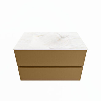 Mondiaz VICA-DLUX 80cm badmeubel onderkast Oro 2 lades. Inbouw wastafel CLOUD midden zonder kraangat, kleur Ostra.