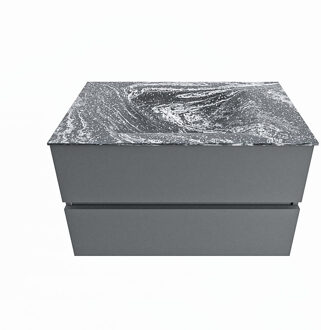 Mondiaz VICA-DLUX 80cm badmeubel onderkast Plata 2 lades. Inbouw wastafel CLOUD midden 1 kraangat, kleur Lava.