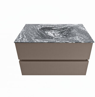 Mondiaz VICA-DLUX 80cm badmeubel onderkast Smoke 2 lades. Inbouw wastafel CLOUD midden zonder kraangat, kleur Lava.