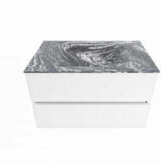 Mondiaz VICA-DLUX 80cm badmeubel onderkast Talc 2 lades. Inbouw wastafel CLOUD midden 1 kraangat, kleur Lava.