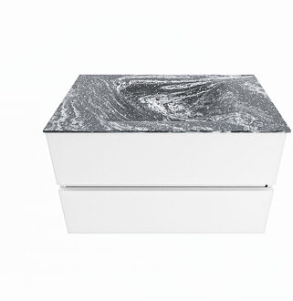 Mondiaz VICA-DLUX 80cm badmeubel onderkast Talc 2 lades. Inbouw wastafel CLOUD midden zonder kraangat, kleur Lava.