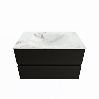 Mondiaz VICA-DLUX 80cm badmeubel onderkast Urban 2 lades. Inbouw wastafel CLOUD midden 1 kraangat, kleur Frappe.