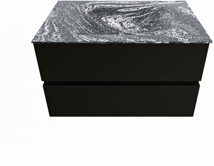 Mondiaz VICA-DLUX 80cm badmeubel onderkast Urban 2 lades. Inbouw wastafel CLOUD midden 1 kraangat, kleur Lava.