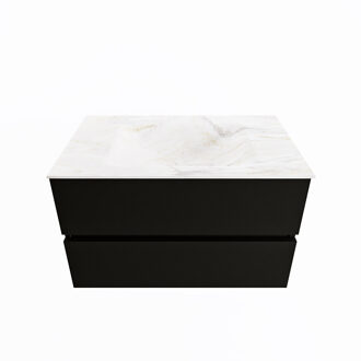 Mondiaz VICA-DLUX 80cm badmeubel onderkast Urban 2 lades. Inbouw wastafel CLOUD midden 1 kraangat, kleur Ostra.