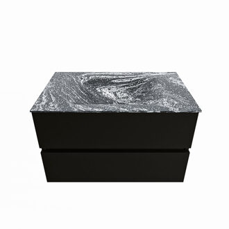 Mondiaz VICA-DLUX 80cm badmeubel onderkast Urban 2 lades. Inbouw wastafel CLOUD midden zonder kraangat, kleur Lava.