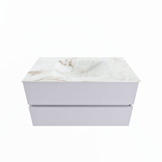 Mondiaz VICA-DLUX 90cm badmeubel onderkast Cale 2 lades. Inbouw wastafel CLOUD midden 1 kraangat, kleur Frappe.