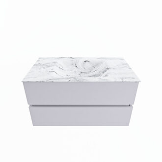 Mondiaz VICA-DLUX 90cm badmeubel onderkast Cale 2 lades. Inbouw wastafel CLOUD midden 1 kraangat, kleur Glace.
