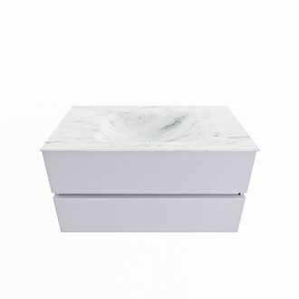 Mondiaz VICA-DLUX 90cm badmeubel onderkast Cale 2 lades. Inbouw wastafel CLOUD midden 1 kraangat, kleur Opalo.