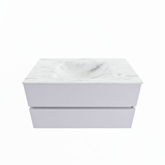 Mondiaz VICA-DLUX 90cm badmeubel onderkast Cale 2 lades. Inbouw wastafel CLOUD midden zonder kraangat, kleur Opalo.