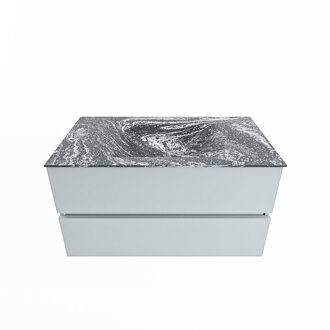 Mondiaz VICA-DLUX 90cm badmeubel onderkast Clay 2 lades. Inbouw wastafel CLOUD midden 1 kraangat, kleur Lava.