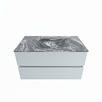 Mondiaz VICA-DLUX 90cm badmeubel onderkast Clay 2 lades. Inbouw wastafel CLOUD midden zonder kraangat, kleur Lava.