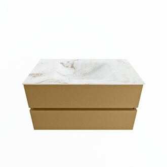 Mondiaz VICA-DLUX 90cm badmeubel onderkast Oro 2 lades. Inbouw wastafel CLOUD midden 1 kraangat, kleur Frappe.