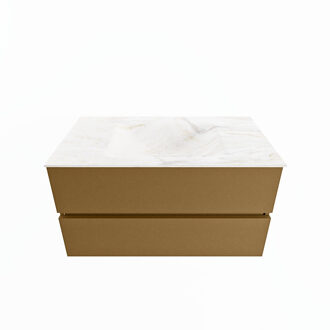 Mondiaz VICA-DLUX 90cm badmeubel onderkast Oro 2 lades. Inbouw wastafel CLOUD midden 1 kraangat, kleur Ostra.