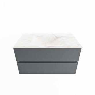 Mondiaz VICA-DLUX 90cm badmeubel onderkast Plata 2 lades. Inbouw wastafel CLOUD midden 1 kraangat, kleur Ostra.