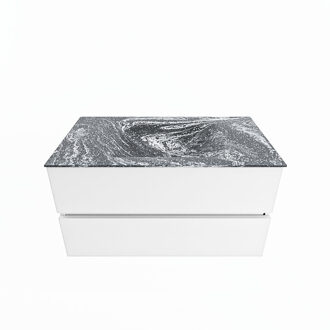 Mondiaz VICA-DLUX 90cm badmeubel onderkast Talc 2 lades. Inbouw wastafel CLOUD midden 1 kraangat, kleur Lava.