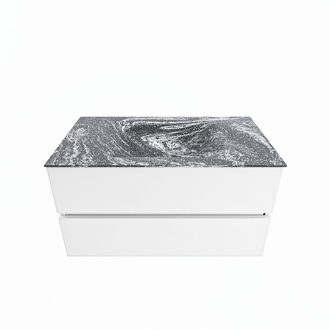 Mondiaz VICA-DLUX 90cm badmeubel onderkast Talc 2 lades. Inbouw wastafel CLOUD midden zonder kraangat, kleur Lava.