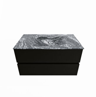 Mondiaz VICA-DLUX 90cm badmeubel onderkast Urban 2 lades. Inbouw wastafel CLOUD midden 1 kraangat, kleur Lava.