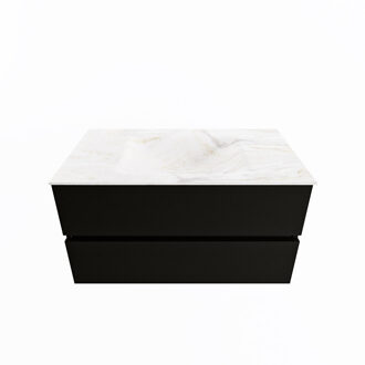 Mondiaz VICA-DLUX 90cm badmeubel onderkast Urban 2 lades. Inbouw wastafel CLOUD midden 1 kraangat, kleur Ostra.