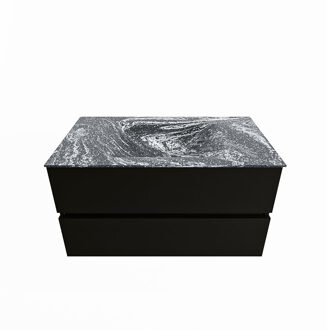 Mondiaz VICA-DLUX 90cm badmeubel onderkast Urban 2 lades. Inbouw wastafel CLOUD midden zonder kraangat, kleur Lava.