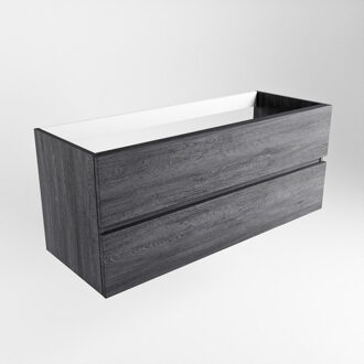 Mondiaz Wastafelonderkast Mondiaz Vica 120cm 2 Lades Middenuitsparing Antraciet Wit Chroom