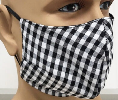 Mondkapje Geblokt Zwart/Wit Herbruikbaar Zwart, Wit - Transparant, Multikleur - Print