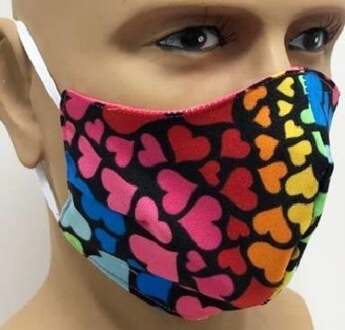 Mondkapje Hartjes Multikleur/Roze Herbruikbaar Roze, Multikleur - Print