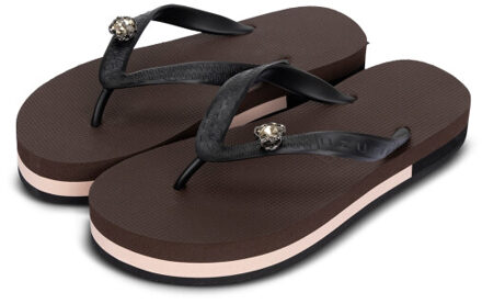 Mondriaan switch dames slipper met hak koffie, , maat: - maat 39-40 Bruin