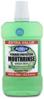 Mondwater Active Oral Care Fluoride Protection Green Mint Mouthwash 750 ml