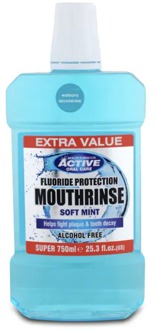 Mondwater Active Oral Care Fluoride Protection Soft Mint Mouthwash 750 ml