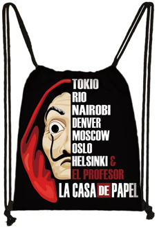Money Heist Drawstring Bag The House of Paper La Casa De Papel Backpack Dali Mask Men Travel Bag Women Shopping Bags