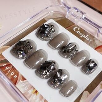 Monina Premium Wearable Gel Nail Tips Set Sweet Cool Ice Transparent Black Diamond - 1 Set