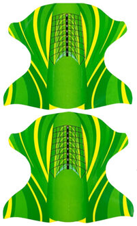 Monja 100 Pcs Groene Vlinder Vorm Franse Nail Art Tips Extension Vorm Sticker Acryl Gel Polish Diy Styling Gids Stencil tool