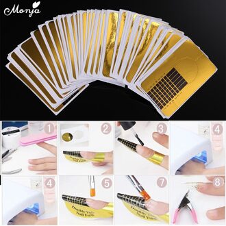Monja 100 Stuks Nail Art Franse Acryl Uv Gel Extension Builder Vorm U Vorm Krul Nail Forms Gids Stencil Manicure gereedschap