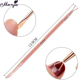 Monja 3 Stijlen Rvs Nail Art Cuticle Pusher Dubbele Hoofd Rose Goud Dode Huid Reinigen Remover Bestanden Manicure Care tool 01
