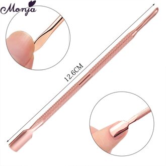 Monja 3 Stijlen Rvs Nail Art Cuticle Pusher Dubbele Hoofd Rose Goud Dode Huid Reinigen Remover Bestanden Manicure Care tool 03