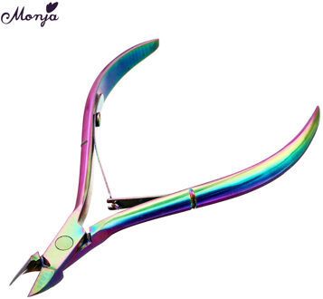 Monja Nail Art Kleurrijke Rvs Cuticle Pusher Schaar Dode Huid Verwijderen Schoonmaken Nipper Manicure Gereedschap