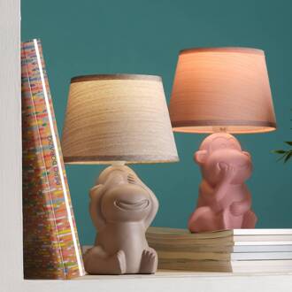 Monkey tafellamp, bruin, keramiek, 28 cm hoog, E14