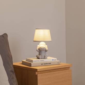 Monkey tafellamp, grijs, keramiek, 28 cm hoog, E14