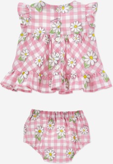 Monnalisa Meisjes Daisy Jurk en Bloomer Set in Roze - maat