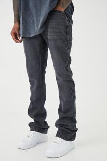 Monochrome Flared Skinny Jeans Met Panelen, Washed Black - 28R