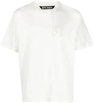 Monogram Slim Fit T-Shirt Palm Angels , White , Heren - Xl,L,M