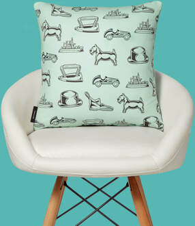Monopoly Pieces Letterpress Square Cushion - 50x50cm