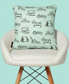 Monopoly Ship Letterpress Square Cushion - 50x50cm - Soft Touch