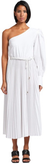 Monospalla -jurk met geplooide rok Federica Tosi , White , Dames - XS