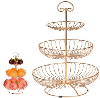 Montage 3 Tiers Metalen Fruit Serveren Kom Mand Aanrecht Display Fruit Groenten Opslag Stand Snacks Houder Voor Partijen goud