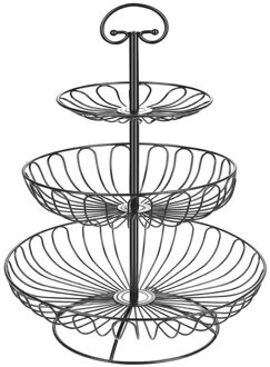 Montage 3 Tiers Metalen Fruit Serveren Kom Mand Aanrecht Display Fruit Groenten Opslag Stand Snacks Houder Voor Partijen zwart