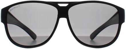 Montana Aviator Unisex Mat Zwart Rook Gepolariseerd FO6 Fit Over Bril Zonnebril - One Size