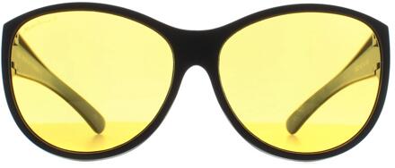 Montana Butterfly Womens Mat Zwart Geel Gepolariseerd FO8 Fit Over Glasses Night Driving Sunglasses
